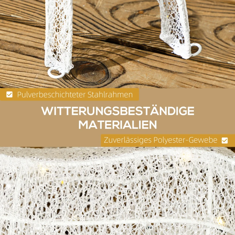 Outsunny Rendierenfamilie met rode strikken, 283 LEDs, Kerstverlichting, weerbestendig, Goud