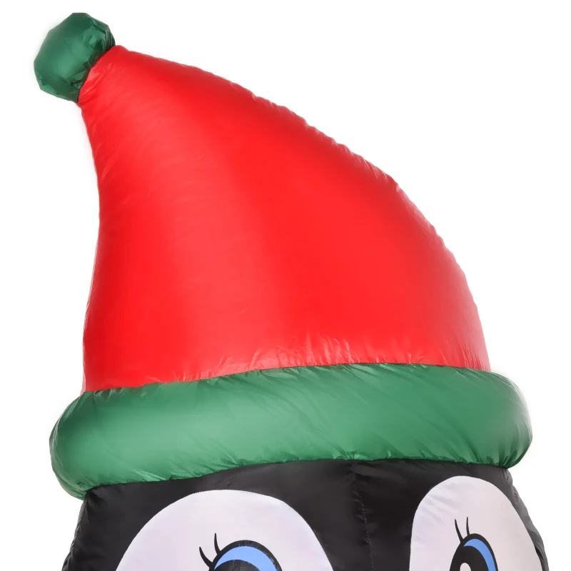 HOMCOM opblaasbare kerstpinguïn 1,6 m kerstdecoratie met lichtjes verlichting Kerstmis feestdecoratie automatisch opblazen weerbestendig polyesterstof veelkleurig 79 x 67 x 155 cm