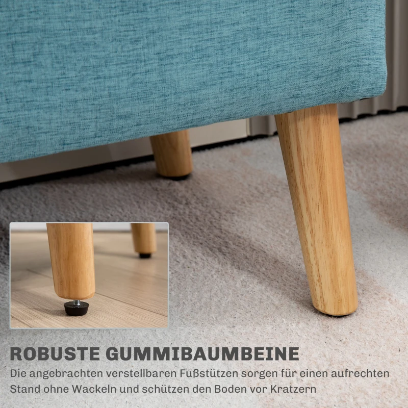 HOMCOM Zitbank met Opbergruimte, tot 120 kg, Linnen-Look, 110x39x45cm, Blauw