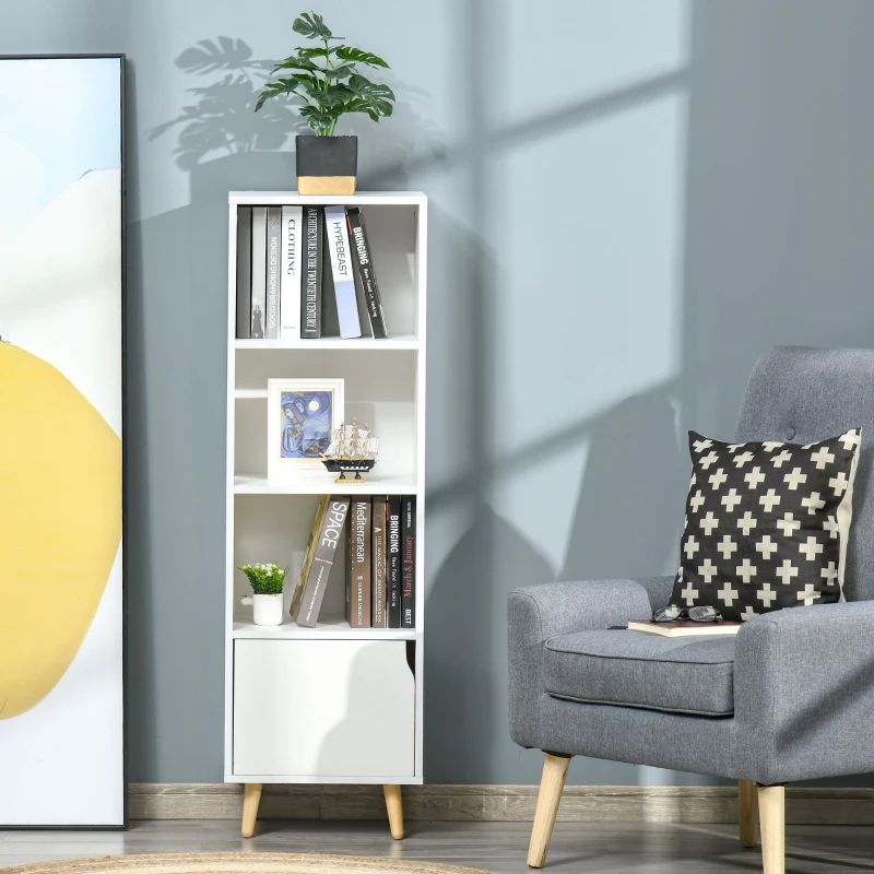 HOMCOM Bibliothèque étagère Rangement Colonne pour Salon, Salle de Bain Blanc en Bois dim. 40L x 30l x 130H cm