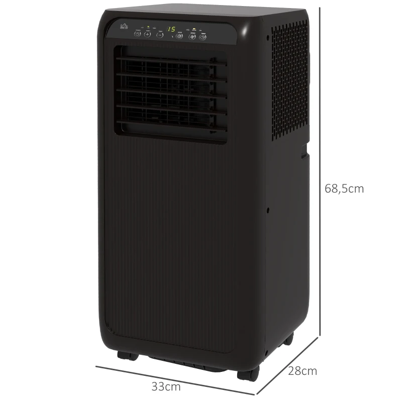 HOMCOM Mobiele Airconditioner Mini Airco, 24-uurs Timer, 3 Snelheden, 33 x 28 x 68,5 cm, Zwart