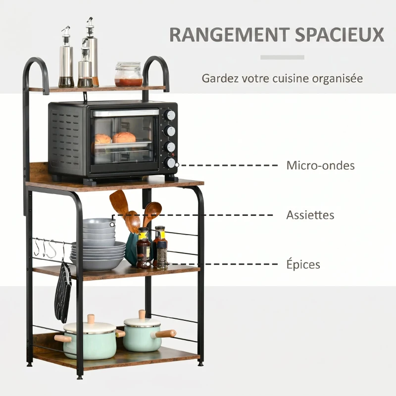 Homcom Dulapior Microunde 60×40×125 cm – Rafturi & Carlige Metalice