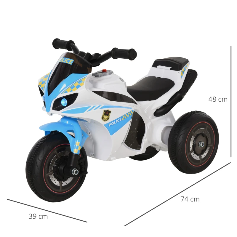 HOMCOM Loopmotor met muziek en koplamp, kindervoertuig in racemotor-design, tot 20 kg, 18-36 maanden, blauw