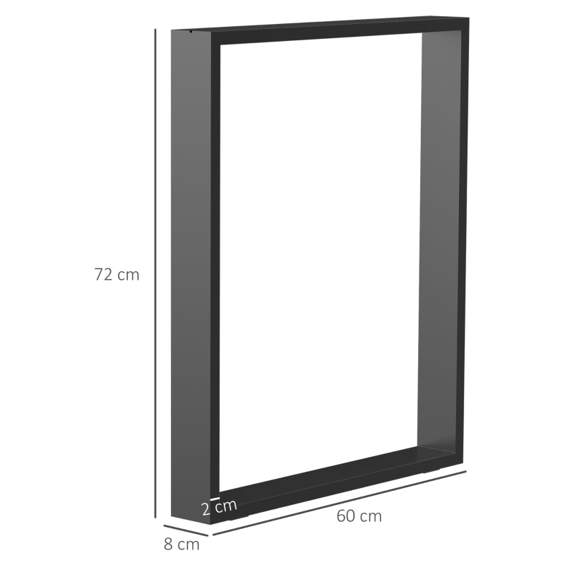 HOMCOM Tafelpootset, 2 stalen poten, 72 x 60 cm, voorgeboorde gaten, industrieel design, staal, zwart(m-3)