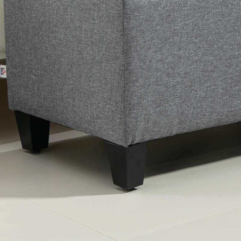HOMCOM Zitbank, Gestoffeerde Bank met Opbergruimte, Linnenachtig Polyester, Rubberhout, 100 x 40 x 44 cm, Lichtgrijs(m-9)