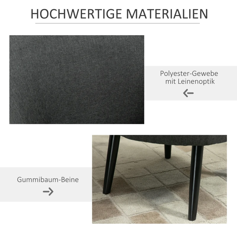 HOMCOM eetkamerstoel woonkamer stoel bureaustoel gestoffeerde stoel modern polyester hout grijs 71 x 65 x 75 cm