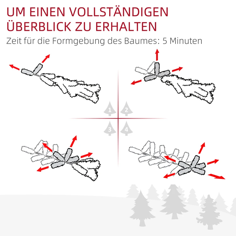 HOMCOM Kunstkerstboom met 86 Takken, 50 Warmwitte LED's, Besneeuwde Punten, Brandvertragend, 0,6 m
