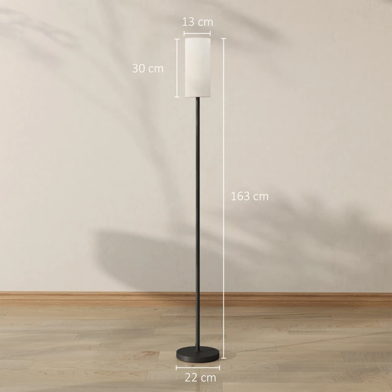 HOMCOM Staande Lamp, Linnenlook Kap, Metalen Stang, Voetschakelaar, Wit(m-3)