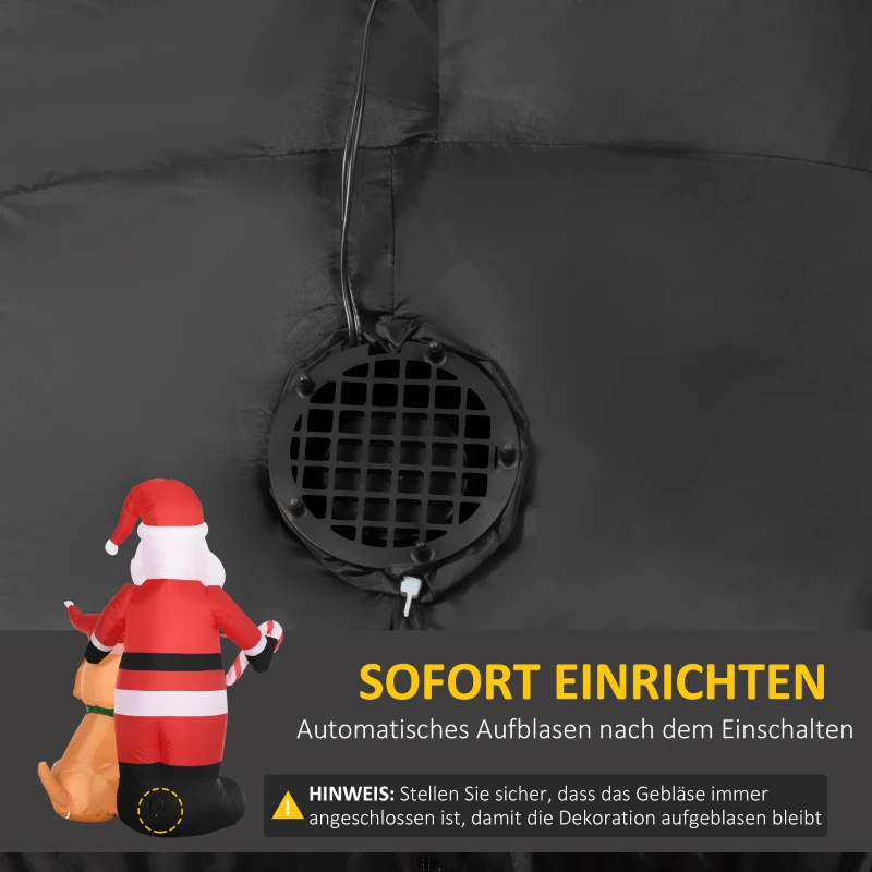 Outsunny 157 cm Opblaasbare Kerstman met Hond Kerstdecoratie met LED