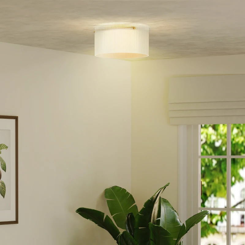 HOMCOM Plafondlamp met Acryllampenkap, Metaal, Halogeen en LED Compatibel(m-9)