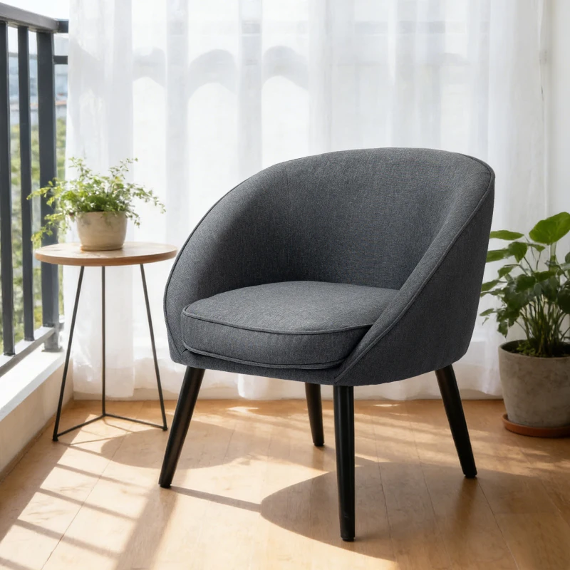 HOMCOM eetkamerstoel woonkamer stoel bureaustoel gestoffeerde stoel modern polyester hout grijs 71 x 65 x 75 cm