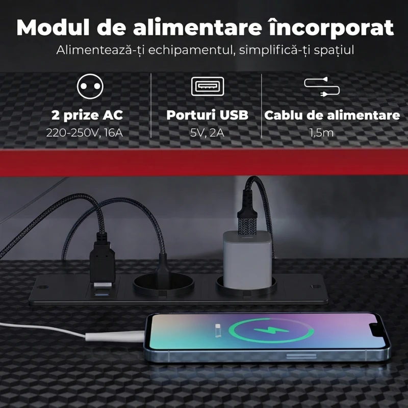 HOMCOM Birou în L cu Prize, 128 cm cu Suport Monitor