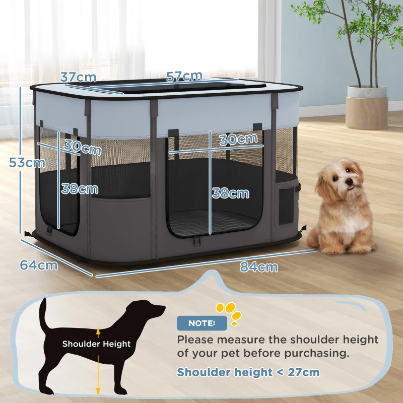 PawHut Box per Animali con 7 Finestre, 3 Porte e 2 Borse Portaoggetti, in Poliestere e Acciaio, 84x64x53 cm