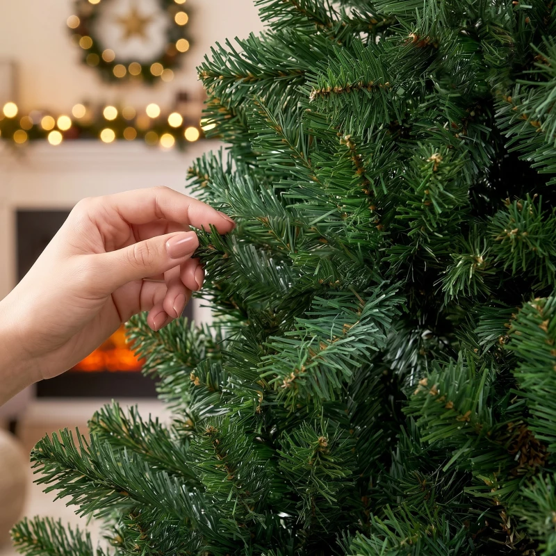 HOMCOM Árbol de Navidad Artificial 180 cm con 888 Ramas Ignífugas Base Metálica Plegable Verde