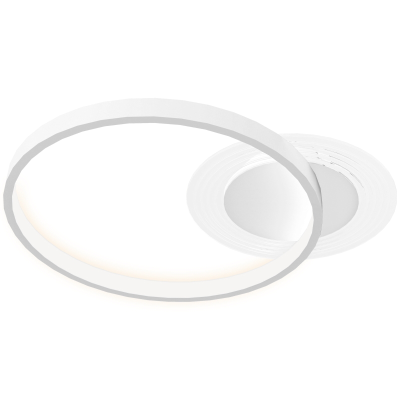 HOMCOM Plafondlamp, Plafondverlichting met Twee-Ring-Design, Rond 50 x 40 x 7,4 cm, Wit