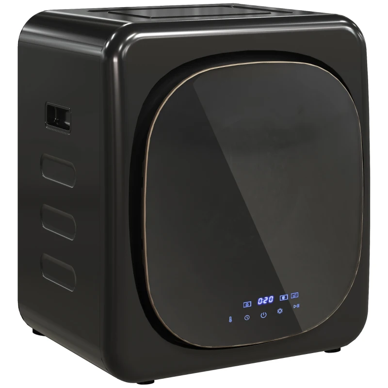 HOMCOM Wasdroger met UV-Desinfectie, Compact Ontwerp, 4 kg Capaciteit, Roestvrijstaal, Zwart