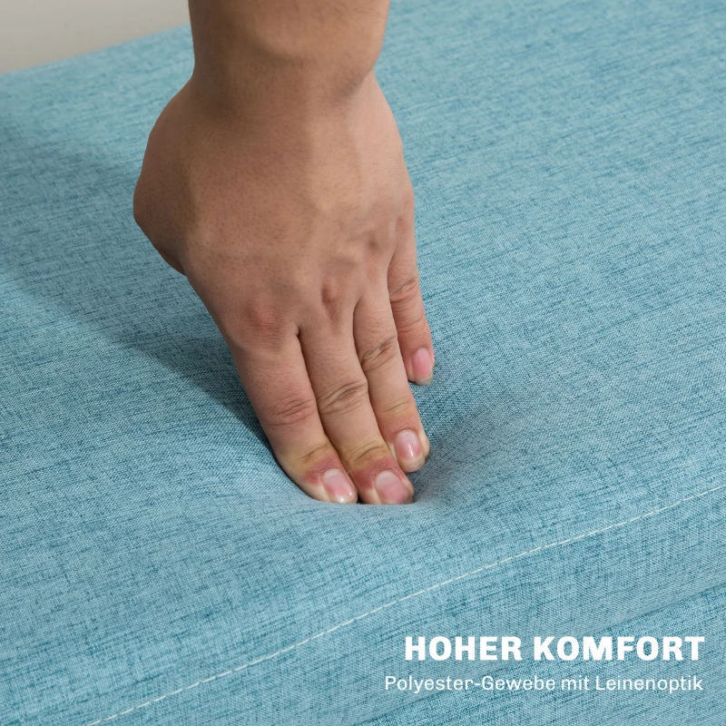 HOMCOM Zitbank met Opbergruimte, tot 120 kg, Linnen-Look, 110x39x45cm, Blauw