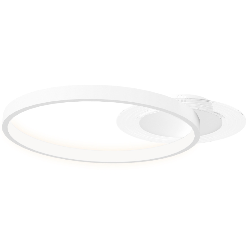 HOMCOM Plafondlamp, Plafondverlichting met Twee-Ring-Design, Rond 50 x 40 x 7,4 cm, Wit