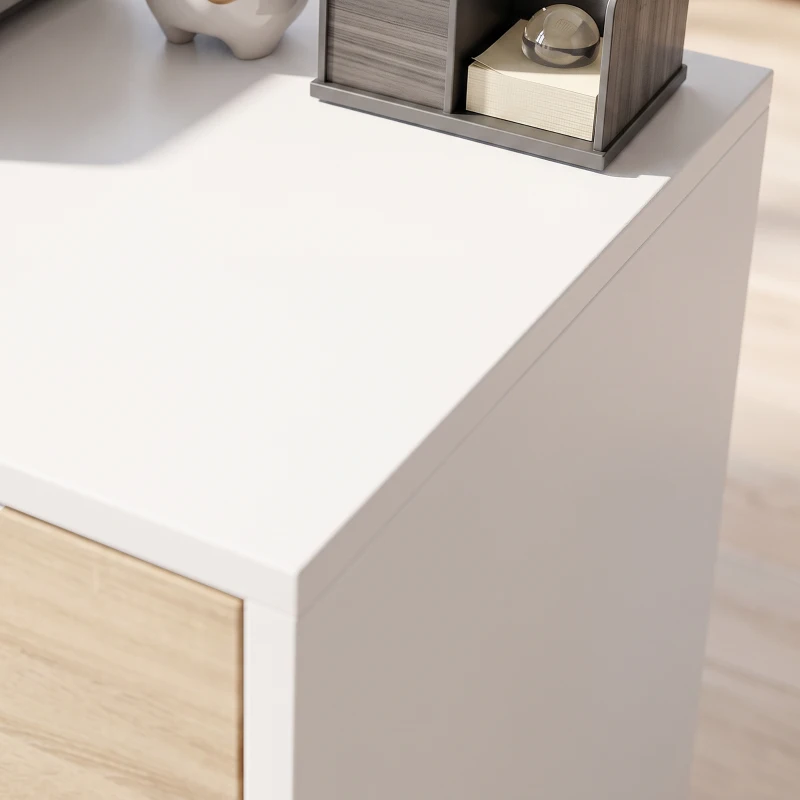 HOMCOM Cajonera Oficina con Ruedas y 5 Cajones Archivador Móvil, para Estudio Salón 40x40x67 cm Blanco y Natural