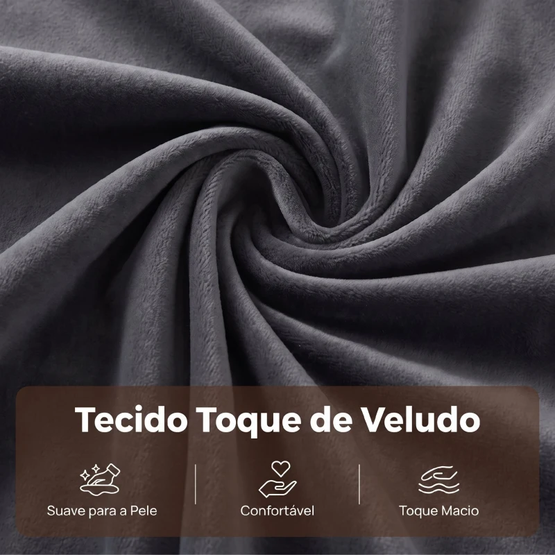 HOMCOM Sofá Cama Individual 4 em 1 Cadeirão-cama em Veludo com Encosto Ajustável e Bolsos Laterais Cinza Escuro