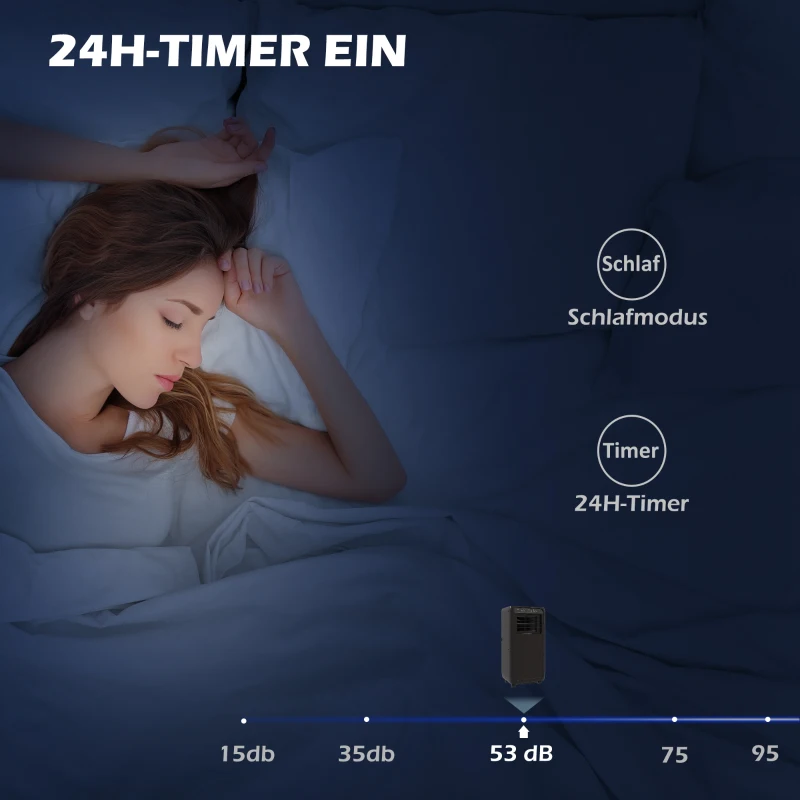 HOMCOM Mobiele Airconditioner Mini Airco, 24-uurs Timer, 3 Snelheden, 33 x 28 x 68,5 cm, Zwart