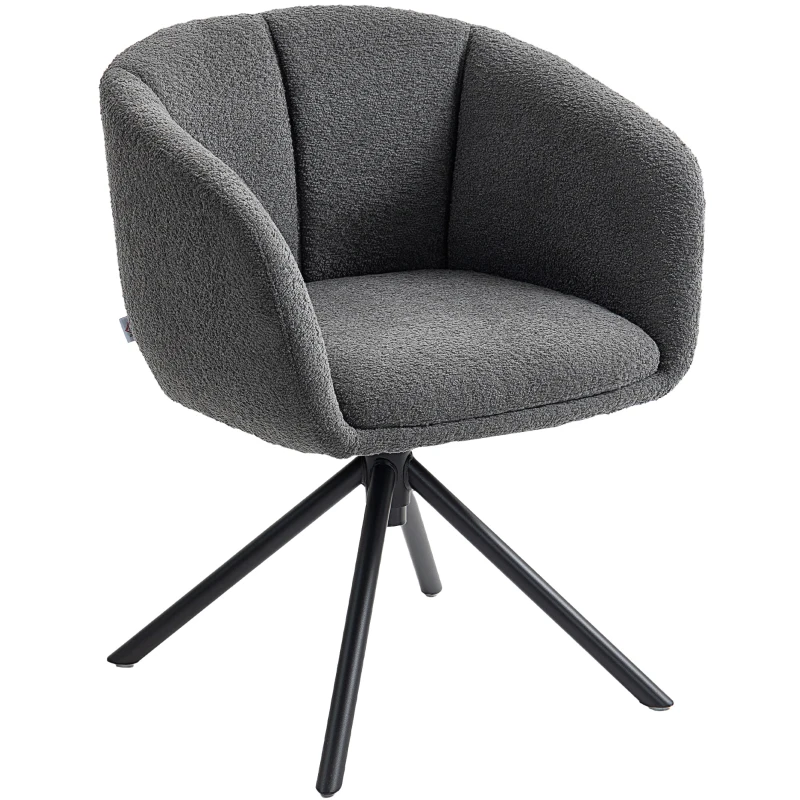 HOMCOM Fauteuil, Beklede stoel met comfortabele zitting, draaibaar, zachte bekleding, tot 120 kg, Donkergrijs