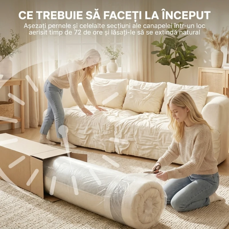 HOMCOM Canapea 3 Locuri Modulară 260cm Fără Structură cu Șezut Generos, Pernă Groasă, 3 Perne, din Catifea, Crem