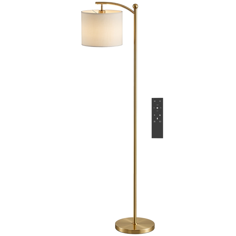 HOMCOM Candeeiro de Pé LED 11 Níveis, Controlo Remoto, Temporizador 60 min, 54,3x30,6x159,6 cm Dourado