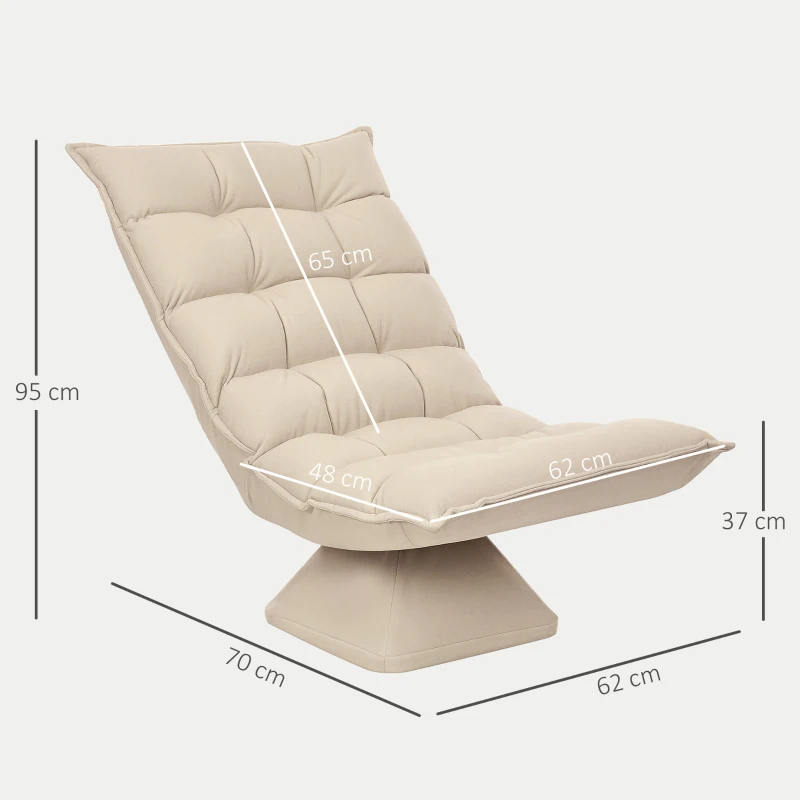 HOMCOM Fotoliu Relax Rotativ 360° cu Spătar Reglabil în 5 Poziții în Material Textil cu Aspect de In, Bej