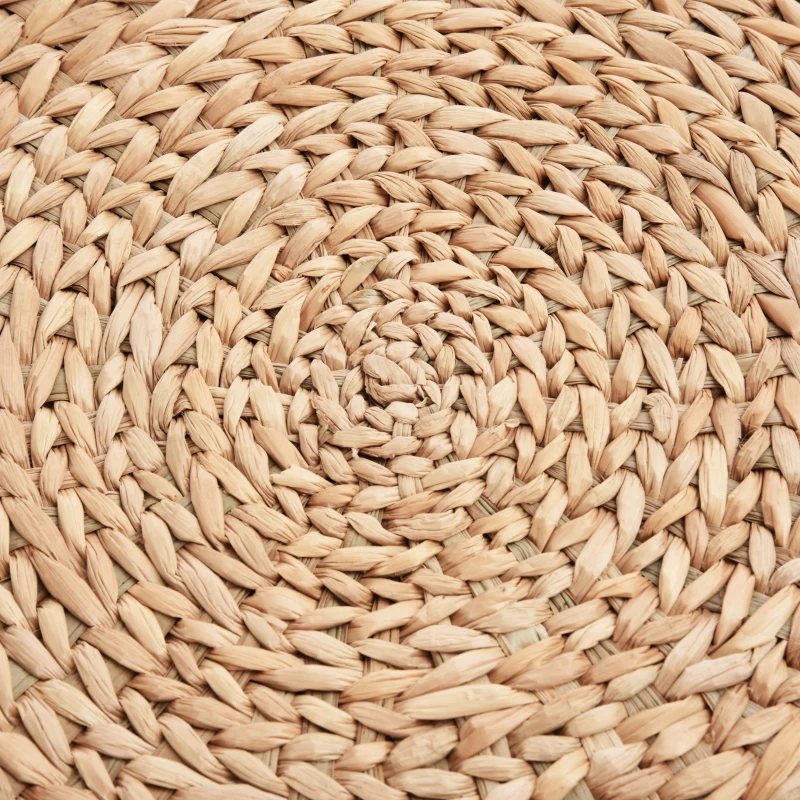 HOMCOM Poef met opbergruimte poef opbergbox stro rotan kaki(m-7)