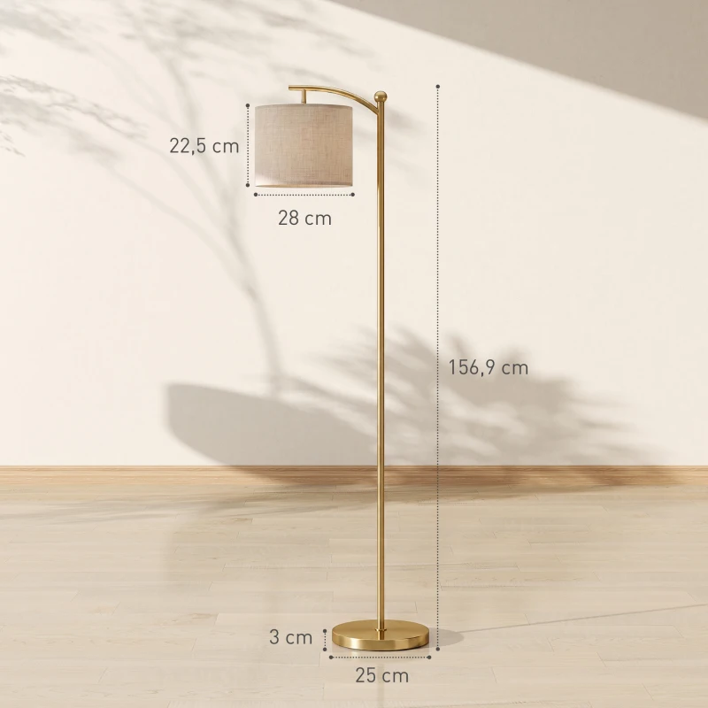 HOMCOM Lámpara de Pie LED Regulable con Temperaturas de Color Ajuste Continuo Control Remoto Temporizador de 60 Minutos Dorado