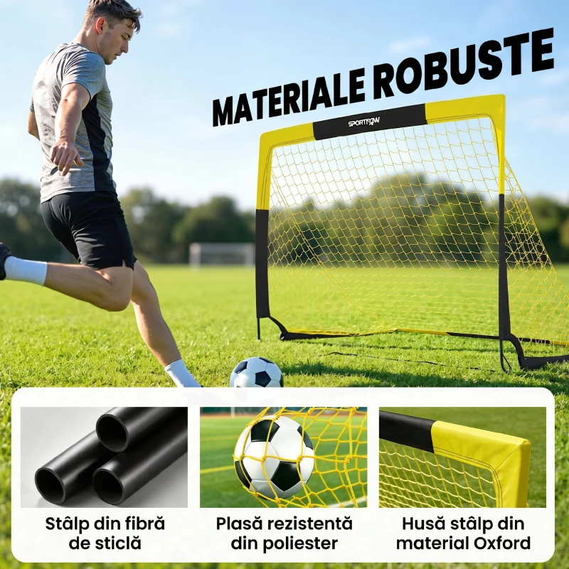 SPORTNOW Poartă de Fotbal Pop-Up și Pliabilă, Galben