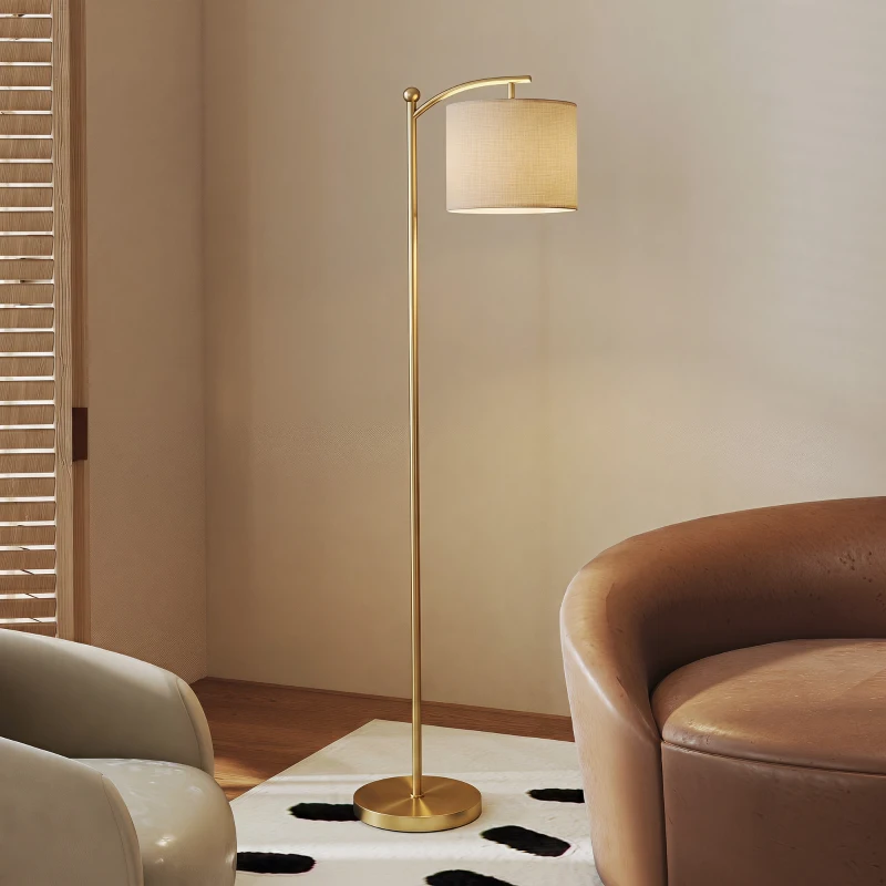 HOMCOM Candeeiro de Pé LED 11 Níveis, Controlo Remoto, Temporizador 60 min, 54,3x30,6x159,6 cm Dourado
