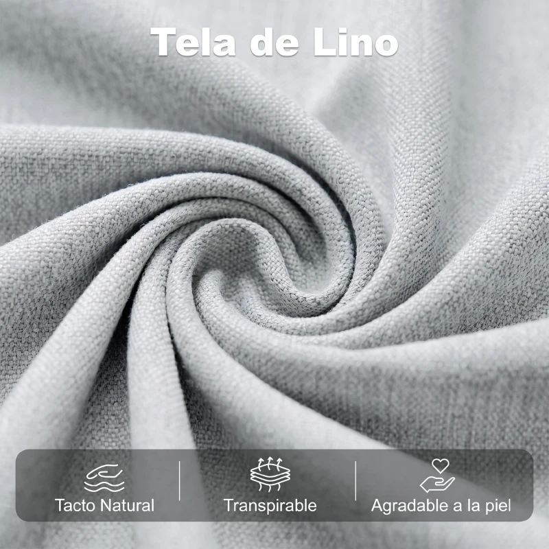 HOMCOM Sofá Cama 2 Plazas Convertible 3 en 1 Tapizado en Lino con Respaldo Ajustable Click-Clack Gris Claro