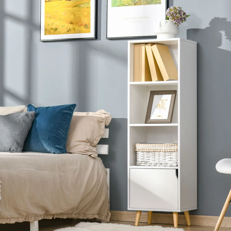 HOMCOM Bibliothèque étagère Rangement Colonne pour Salon, Salle de Bain Blanc en Bois dim. 40L x 30l x 130H cm
