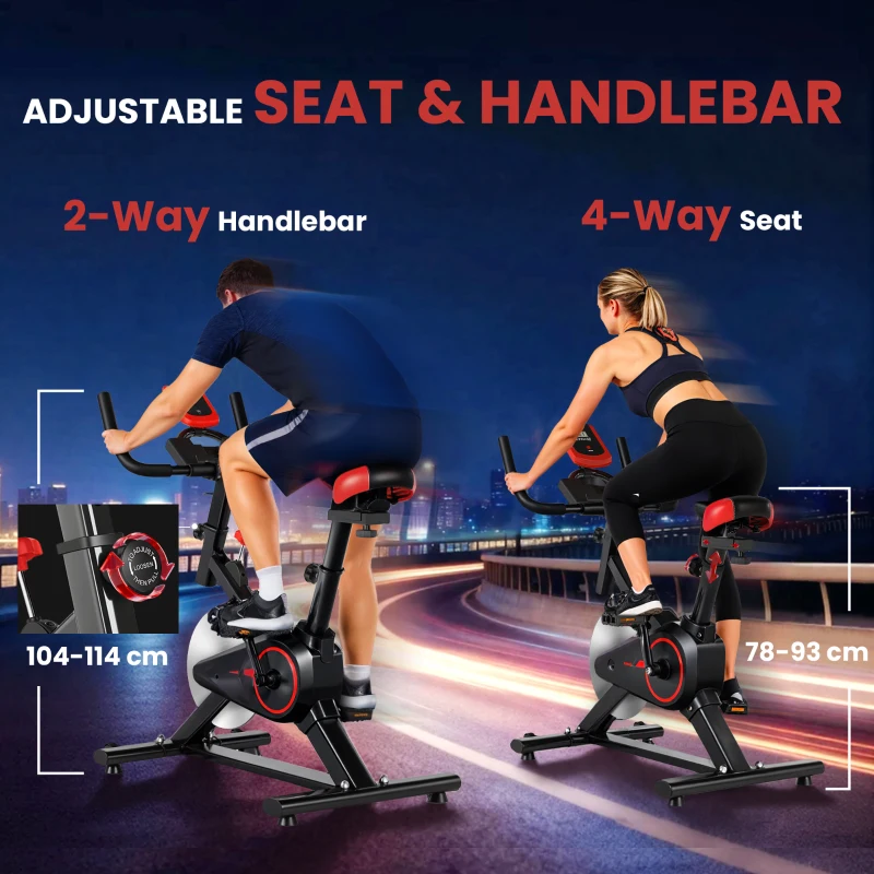 HOMCOM Indoor Upright Exercise Bike Machine, with Adjustable Seat, Resistance, Handlebar, LCD Display