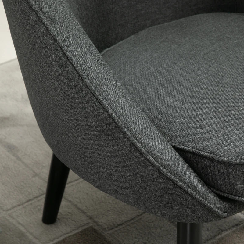 HOMCOM eetkamerstoel woonkamer stoel bureaustoel gestoffeerde stoel modern polyester hout grijs 71 x 65 x 75 cm