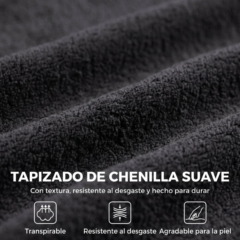 HOMCOM Sofá de 2 Plazas de Chenilla con 2 Almohadas Asiento con Muelles No Requiere Montaje 71,5x91,5x83 cm Gris Oscuro