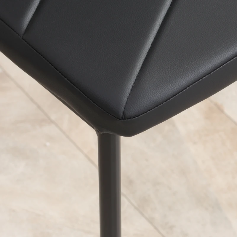 HOMCOM Set de 6 Sillas de Comedor Tapizadas de Cuero Sintético con Respaldo Alto y Patas de Acero 41x50x97 cm Negro