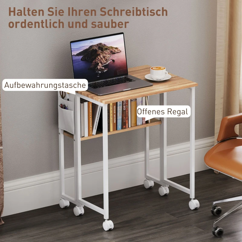 HOMCOM Inklapbare Bureau omzetbaar naar Bijzettafel met Open Plank, Natuur