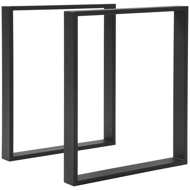 HOMCOM Tafelpootset, 2 stalen poten, 72 x 60 cm, voorgeboorde gaten, industrieel design, staal, zwart(m-10)