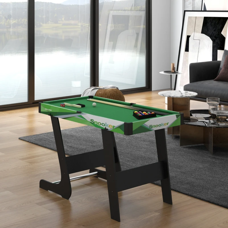 SPORTNOW Mesa de Billar Plegable 104 cm con 16 Bolas 2 Tacos Tiza Triángulo y Cepillo para Niños y Adultos Verde