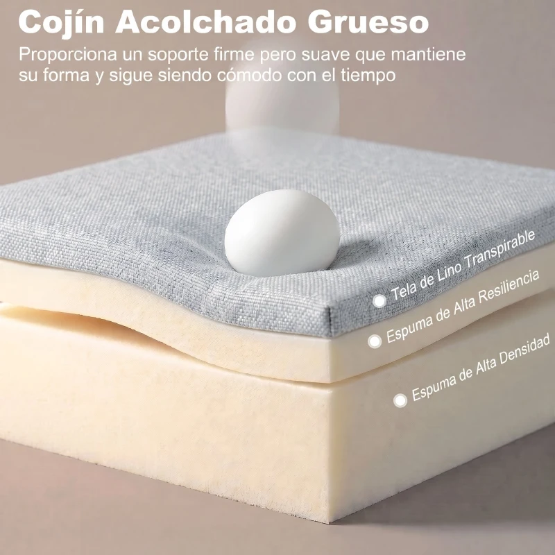 HOMCOM Sofá Cama 2 Plazas Convertible 3 en 1 Tapizado en Lino con Respaldo Ajustable Click-Clack Gris Claro