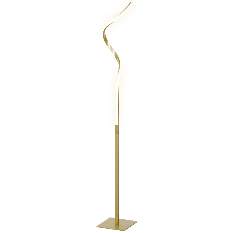 HOMCOM Vloerlamp in spiraalontwerp, voetschakelaar, 3 helderheidsstanden, 1,46 m, goud