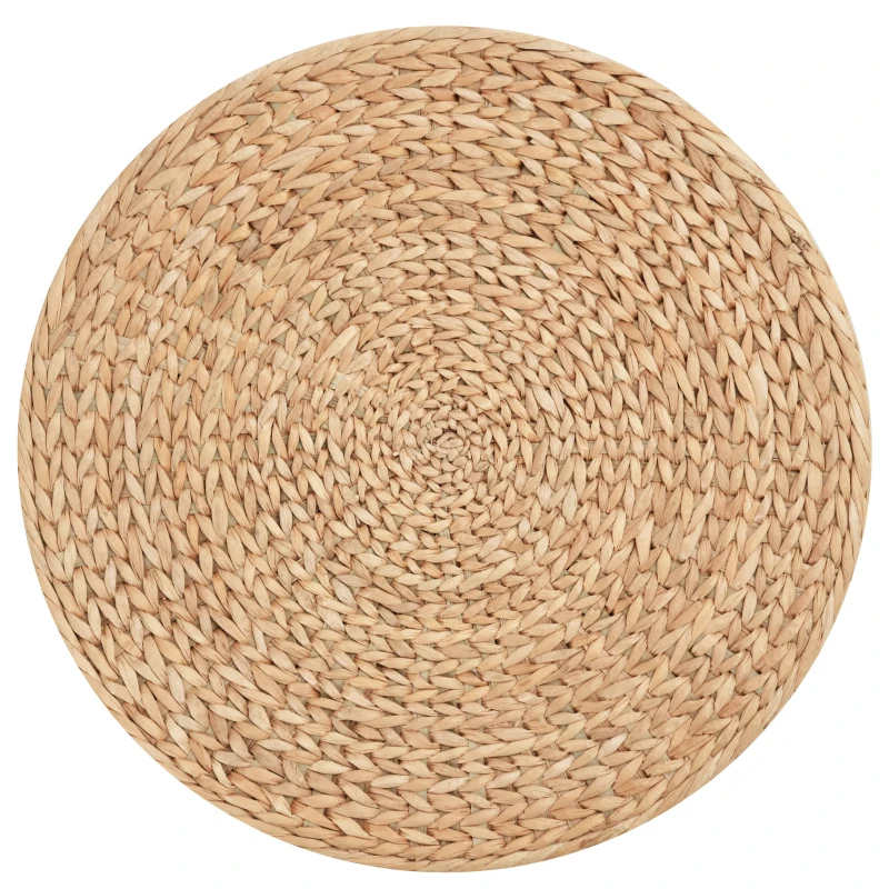 HOMCOM Poef met opbergruimte poef opbergbox stro rotan kaki(m-8)