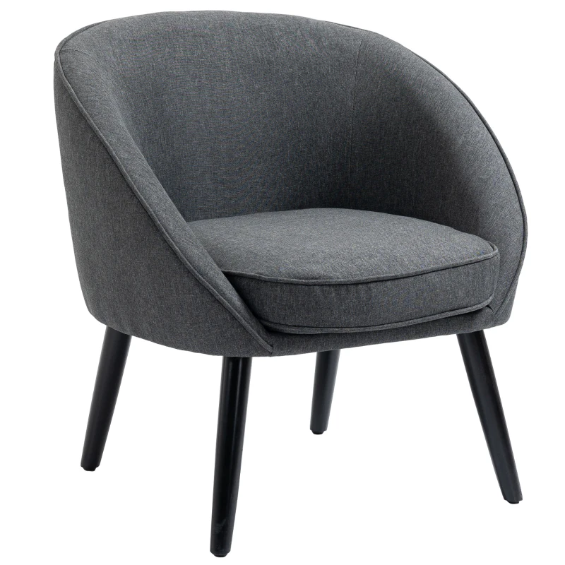 HOMCOM eetkamerstoel woonkamer stoel bureaustoel gestoffeerde stoel modern polyester hout grijs 71 x 65 x 75 cm