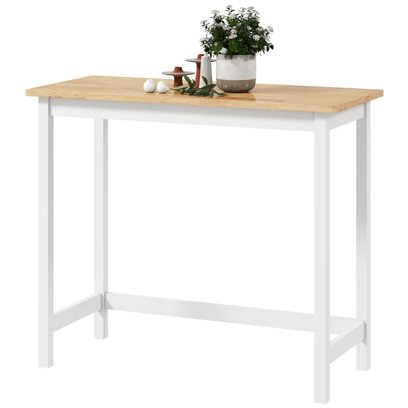 HOMCOM Bartafel, Eikenlook, compact, Plaats voor 2 Personen, Natuurhout+Wit(m-10)