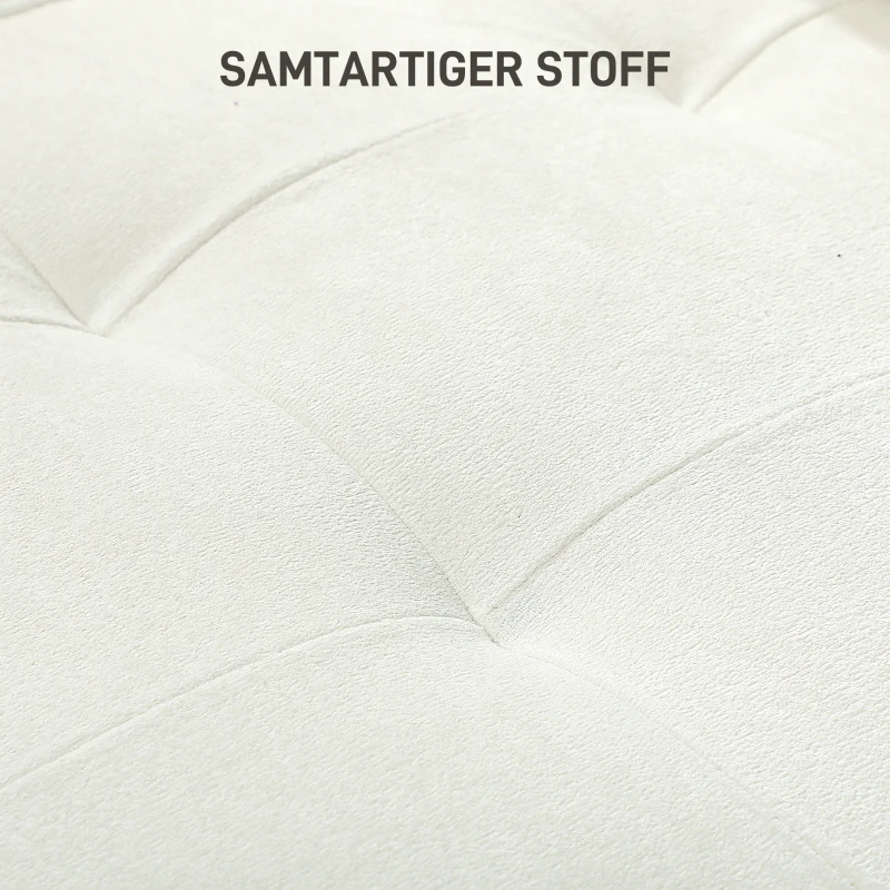 HOMCOM 3-zitsbank met dikke kussens, rubberwood, stoffen bekleding, gestoffeerde bank voor woonkamer, kantoor, slaapkamer, Crème(m-6)