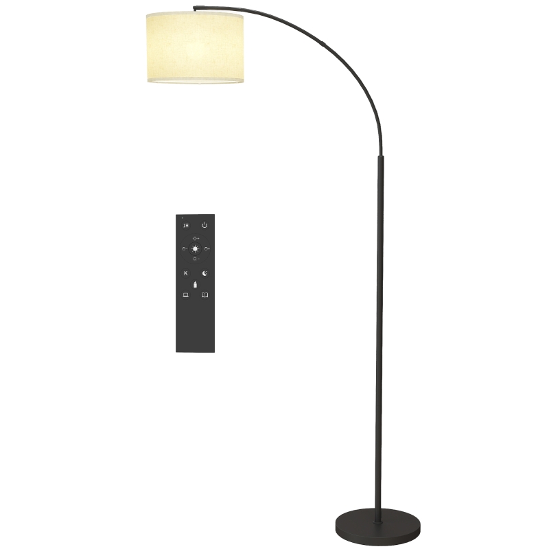 HOMCOM Lampada da Terra LED Regolabile con Telecomando, 11 Temperature e 11 Luminosità, Timer 1H, Girevole, Nero