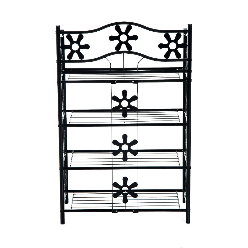 HOMCOM plantenrek bloemenrek plantenstandaard plantenetagere metaal 4 niveaus zwart(m-7)